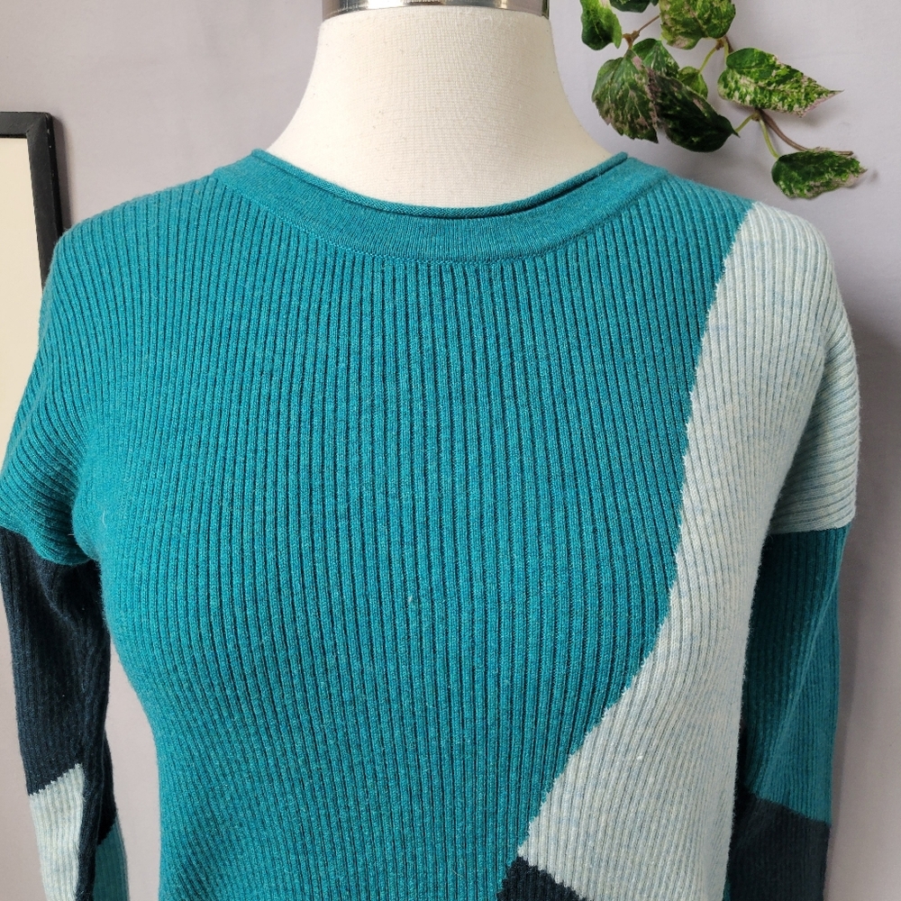 Smartwool Colorblock Ribbed Pullover Crew Sweater… - image 3